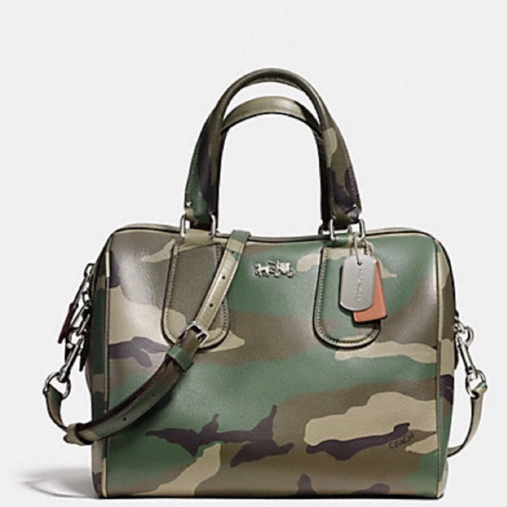 🖤💚 LIMITED EDITION RARE COACH SURREY CAMO CAMOFLAUGE SATCHEL HANDBAG
